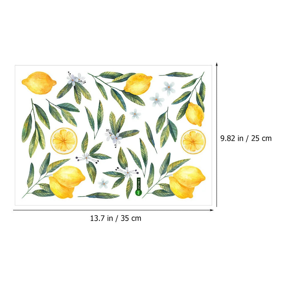 2 Sheets Mural Wall Decor Decals Walls Room Sticker Cabinet Kid Home Lemon Bedroom Fruit Minimalist Stickers For Children'S Room