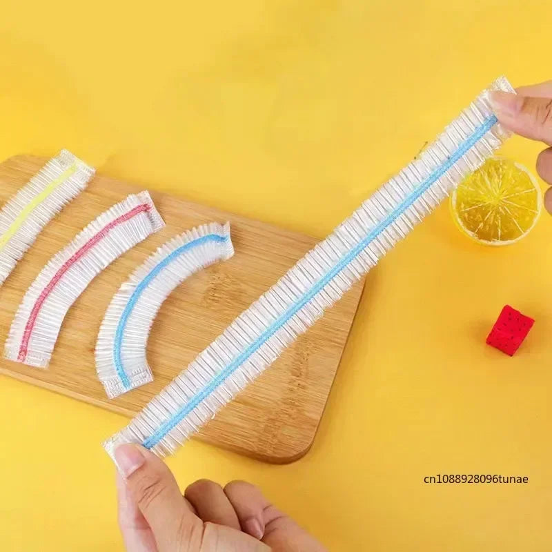 100PCS Colorful Food Cover Refrigerator Fresh-keeping Bags Food Grade Packaging Bag Reusable Kitchen Cling Film Transparent Wrap