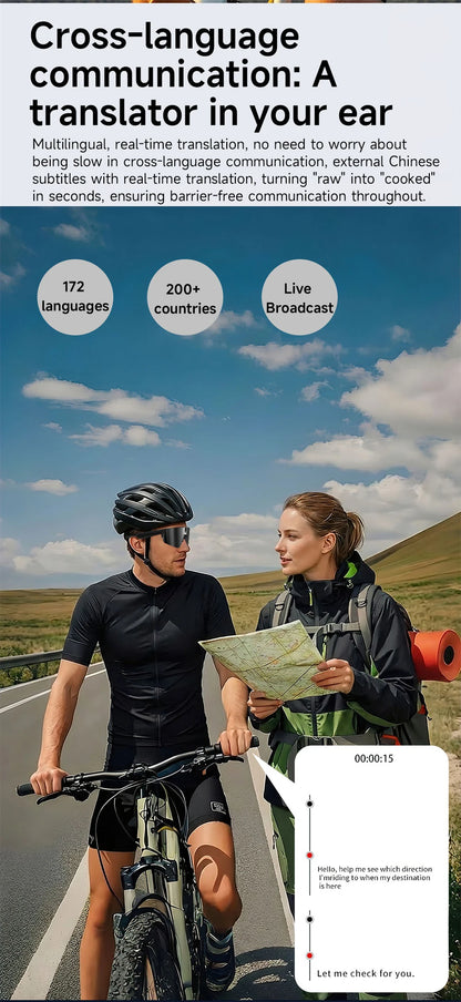 Inteligentne okulary rowerowe AI 4K HD z kamerą 800W, połączenia Bluetooth, tłumaczenie, stabilizacja obrazu, przeciwsłoneczne, dla mężczyzn i kobiet, anty-UV, wodoodporne, muzyka