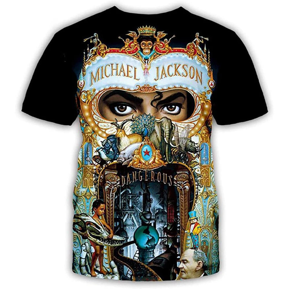 Summer Fashion Hip Hop Artist Print Retro Cool Casual Men's Harajuku Street Style Short-Sleeve Stylish Quick-Drying Breathable