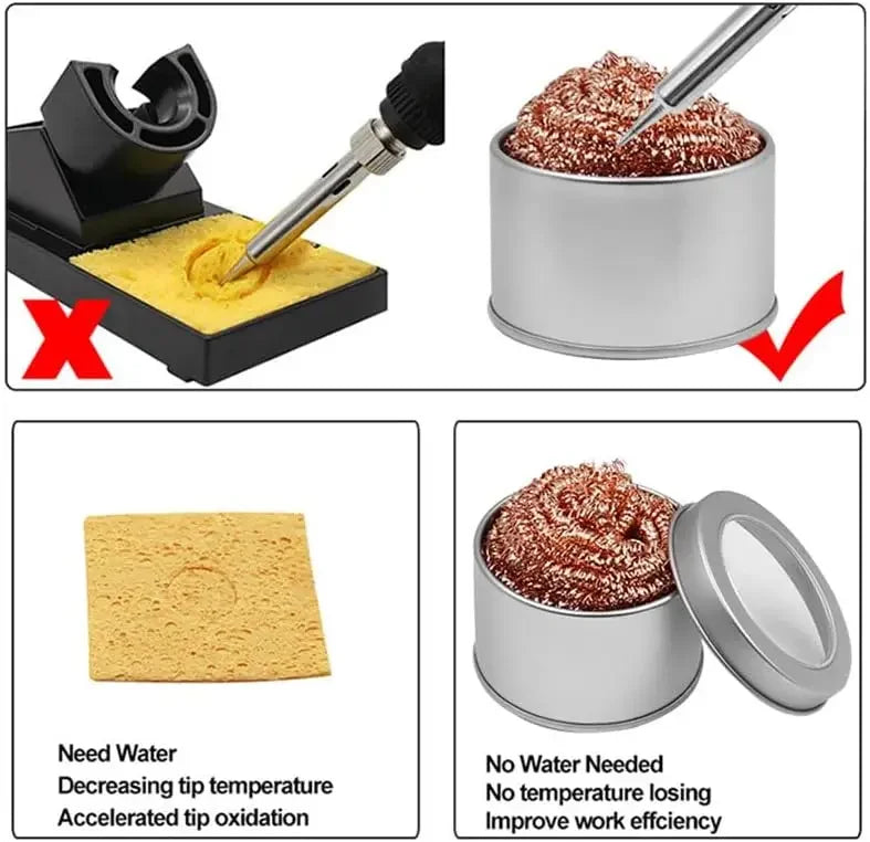Soldering Iron Tip Cleaner Desoldering Cleaning Ball Tin Remover Soldering Iron Mesh Filter Welding Metal Wire Stand Steel Ball