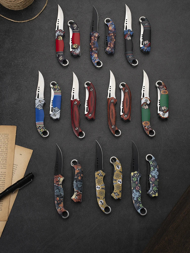 Pocket Portable Mini Folding Knife Stainless Steel Self-defense EDC Multi-purpose Camping Camp tools Halloween style