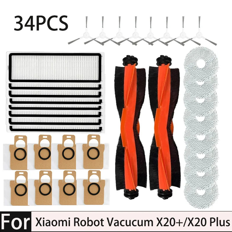 For Robot Vacuum Cleaner Xiaomi X20 Plus, Wiper and Grill Accessories, Main Side Brush, HEPA Filter, Spare Parts Dust Ba