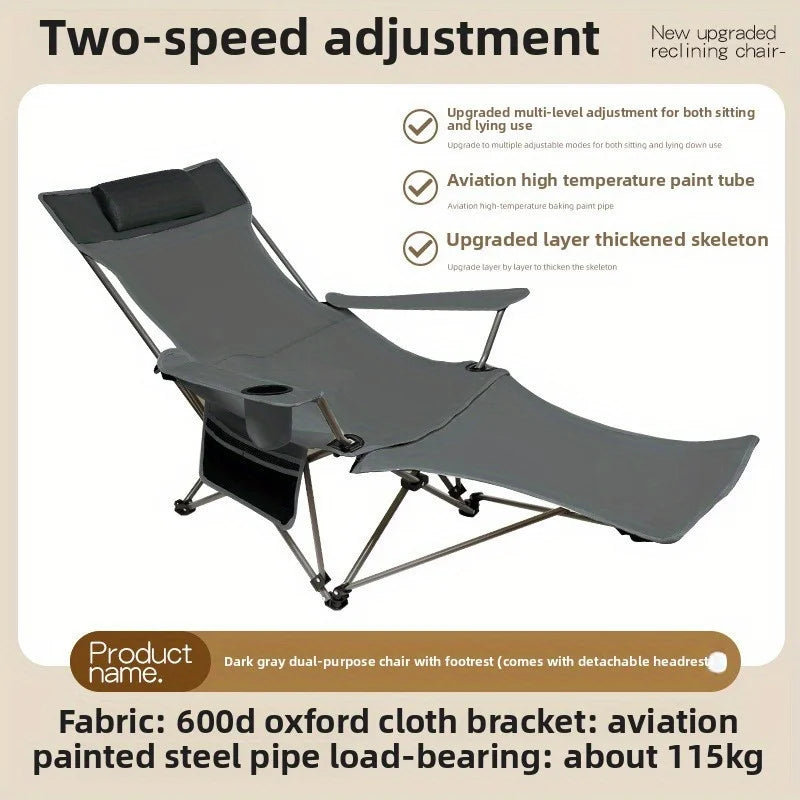 Portable Folding Lounge Chair Office Nap Bed Single Cot Outdoor Sleeping Aid Compact Adult Home Use