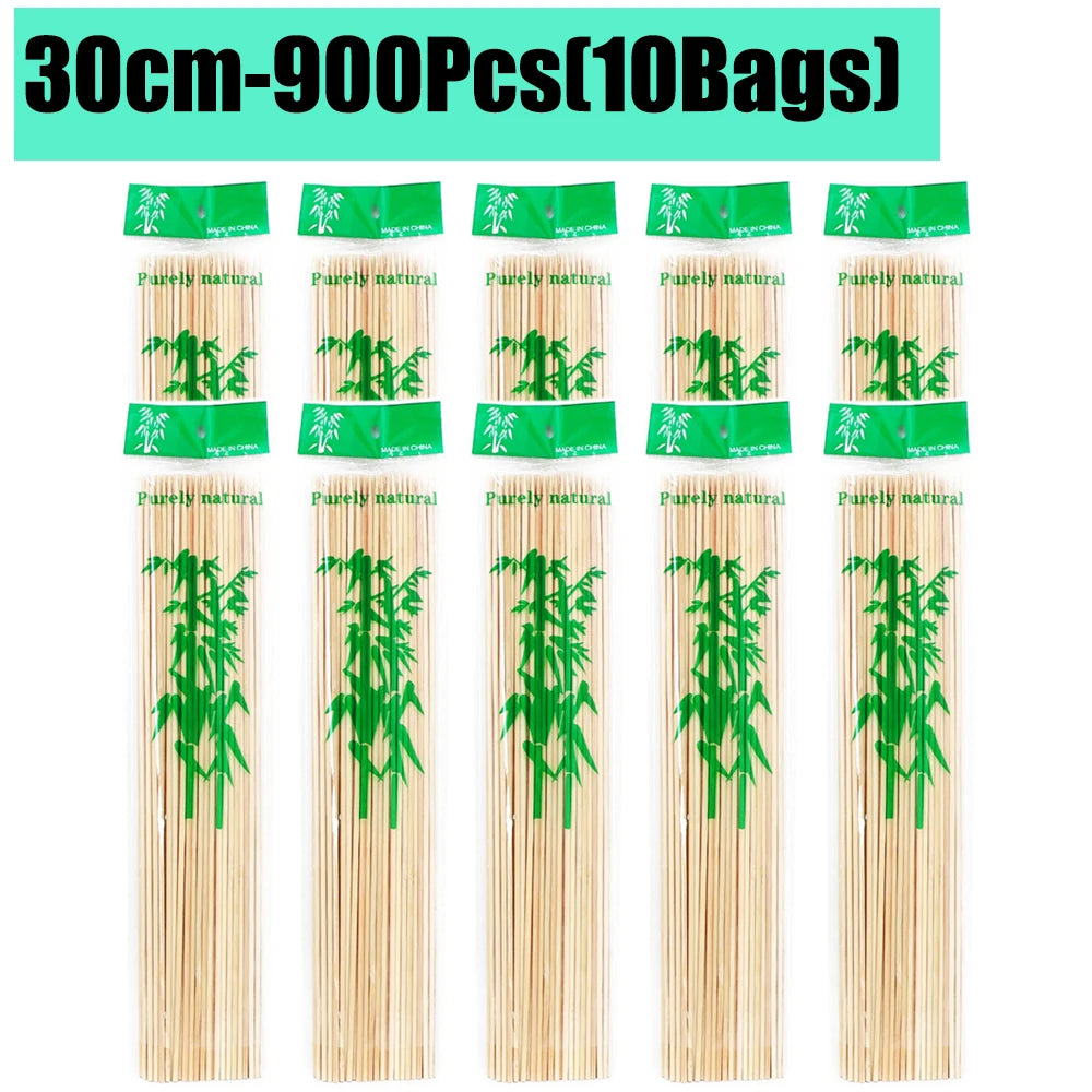 90-1350Pcs Bamboo Wooden BBQ Skewers Sticks Disposable 15/20/25/30cm for Grilling, Fruit, Kabob,BBQ, Barbecue, Camping, Outdoor