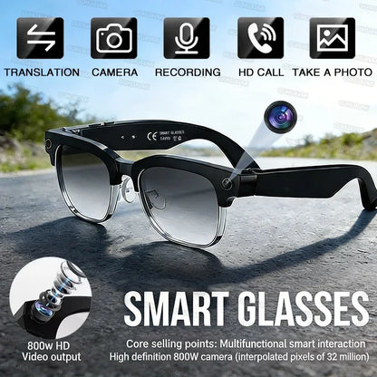 New AI Smart Glasses, 800W Camera Video Recording, AI Photo Recognition, Bluetooth Call & Voice Translation Eyewear