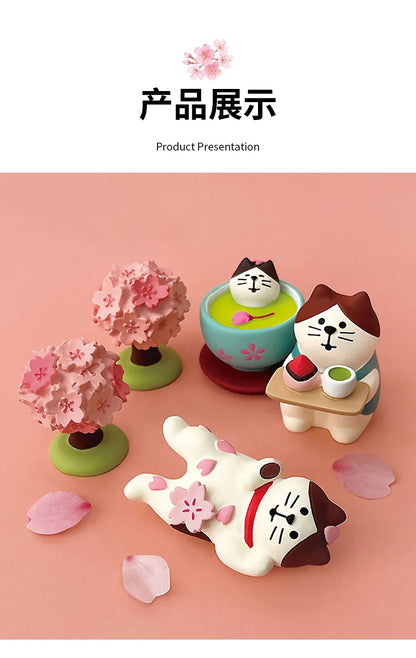 Sakura Series Miniature Zakka Japanese Style Cute Handmade Cat Rabbit Bird Figurines Resin Ornament Desktop Car Home Decor Gifts