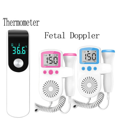 Forehead Fever Temperature Digital LCD Infrared Thermometer Medical Non-contact or 3.0MHz Doppler Fetal Heart Rate Monitor