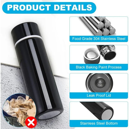 Thermos Cup Water Bottle Hot Drink Stainless Steel Small Capacity Bottle Travel Cup Portable 150ml Mini Cute Coffee Bottle Black