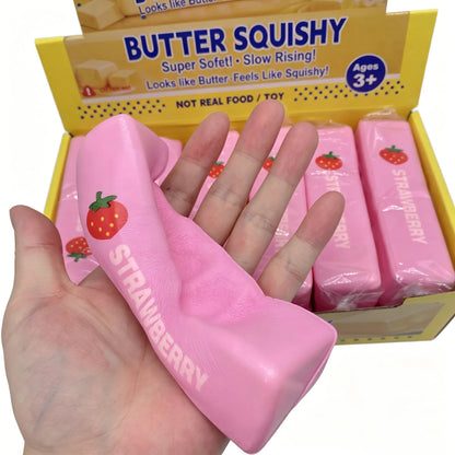 Butter Squishy Pink Strawberry Slow Rising Pu Soft Sticky Stress Relief Squeeze Toy For Adult Anxiety Relief Fidget Toy