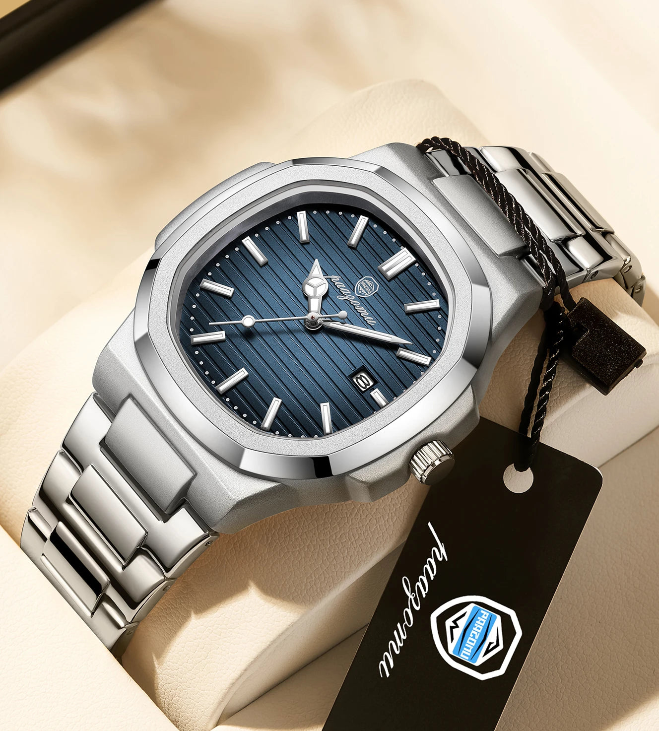 PAAZOMU Top Luxury Brand Man Watch Sports Waterproof Luminous Date Men Wristwatch Square Dial Quartz Men's Watches High Quality