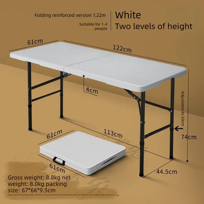 Fold in Half Table Portable Folding Table for Camping Picnic Barbecue Party Indoor Outdoor Sturdy Compact with Carrying Handle