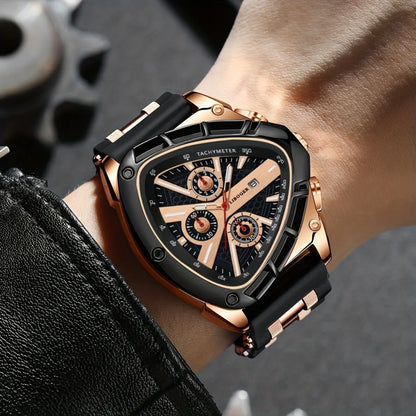 2PCS Luxury Men Calendar Quartz Watch Casual Silicone Band Mens Sports Wristwatch Set Reloj Hombre（Without Box）