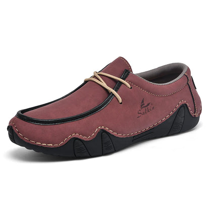 Design Sneakers Man Loafers Breathable Low Top Flat Shoes Driving Plus Size New 2026 Fashion Handmade Leather Casual Men Shoes