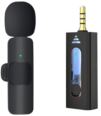 Wireless Lavalier Microphone 1 to 2 with Reverb Monitor Auto Noise Reduction for Video Live Streaming Vlog