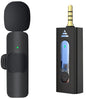 Wireless Lavalier Microphone 1 to 2 with Reverb Monitor Auto Noise Reduction for Video Live Streaming Vlog