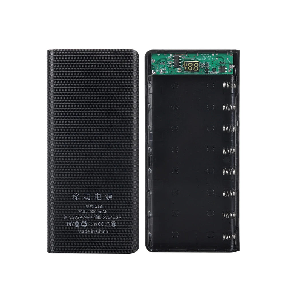 DIY 18650 Power Bank Case External 5V USB Type C Battery Charge Storage Box Shell Without Battery For iPhone Xiaomi Huawei