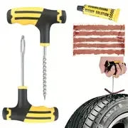 Car Tire Puncture Plugs Vacuum Tire Pass Emergency Repair Tools Glue Strips Glue Quick Repair Tire Repair Kit Patch Tool Set