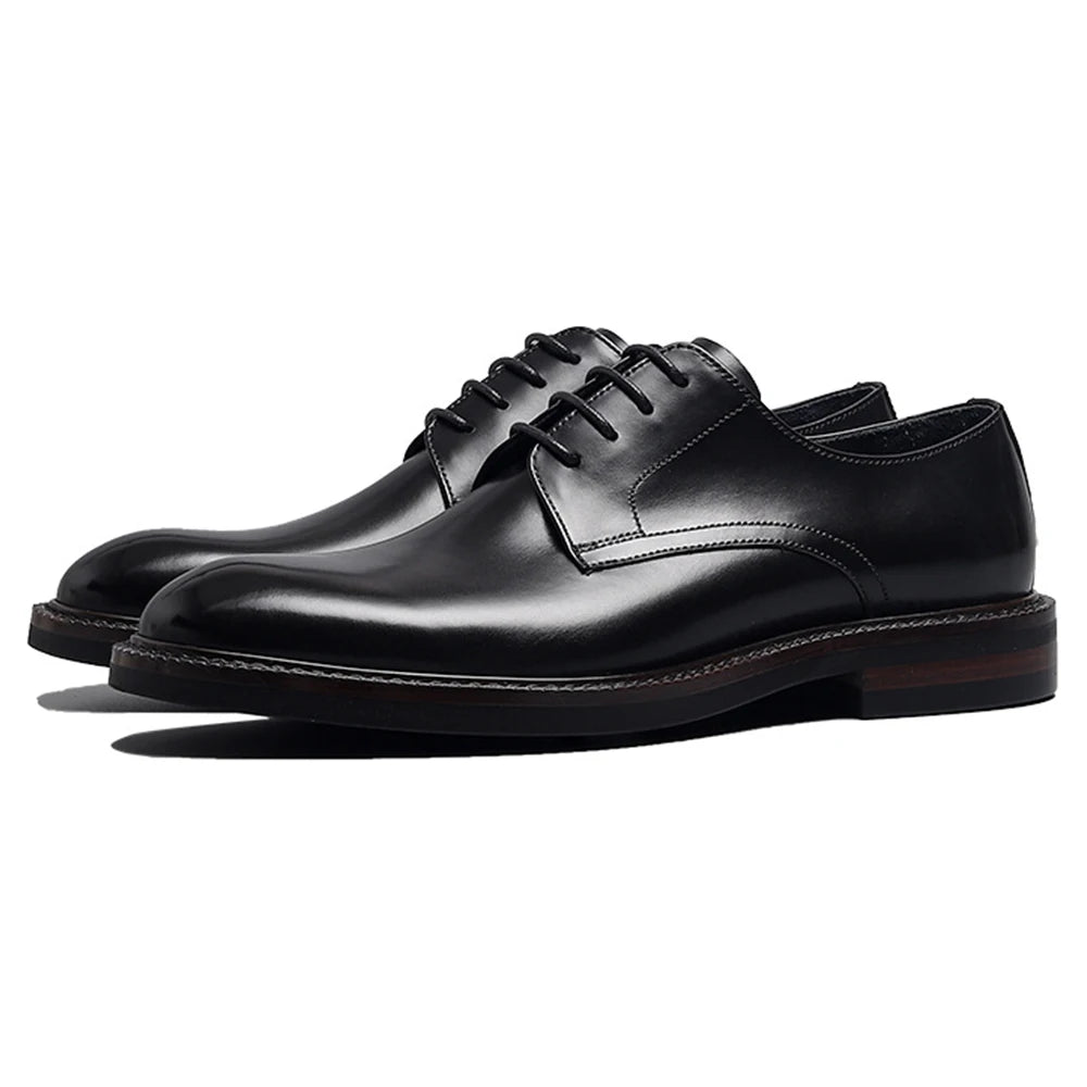 Men's Genuine Cowhide Leather Oxford Shoes Derby Dress Shoes for Business And Wedding