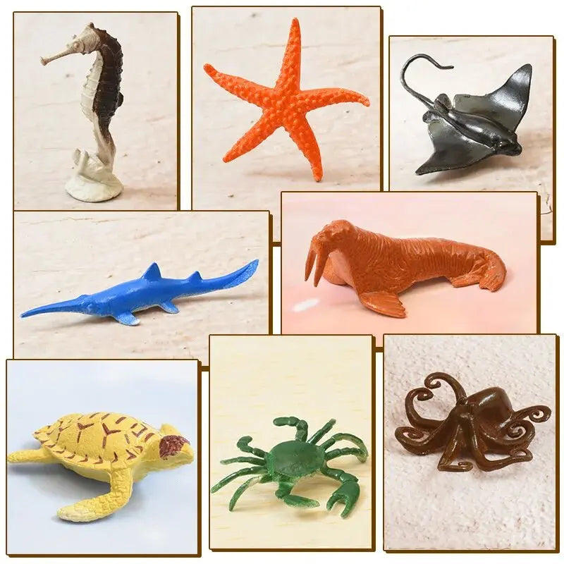 56pcs/set Plastic Simulated Sea Life Toy Model Realistic Marine Animals Whale Shark Dolphin Turtle Toys For Kids Christmas Gifts