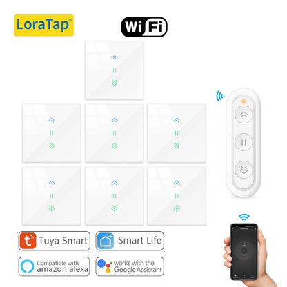 LoraTap Curtain Roller Shutter WiFi Blinds Switch Backlight Tubular Motor Tuya Smart Life App Google Home Alexa Echo