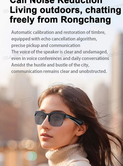 New Camera Control Smart Glasses Music Sunglasses Headphones Wireless Bluetooth Call Headset HIFI Audio glasses For Android HT30