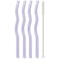 4pcs 200*8mm Glass Straws Wavy Colorful Drinking Straw Set with Brush High Borosilicate Glass Straw Kitchen Party Bar Drinkware