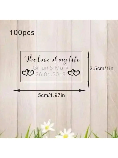100 Wedding Bubble Tags Bubble Stick Transparent Tags, Wedding Stickers, Transparent Tags, Custom Names and Dates