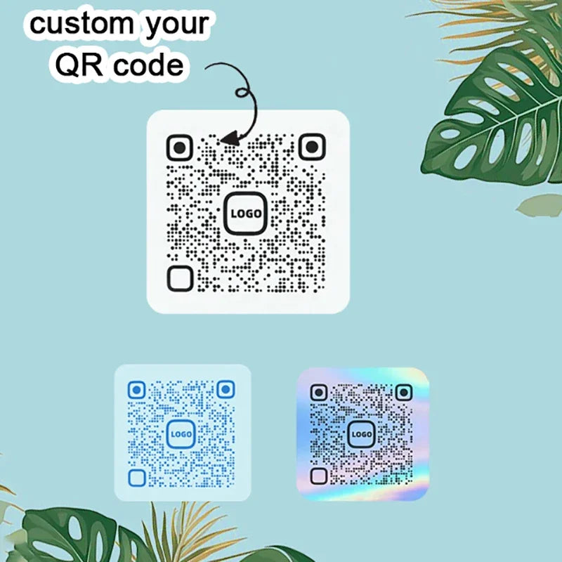 35/60PCS Personalized QR Code Stickers Upload Your Exclusive QR Code LOGO Images and Text Suitable for Weddings Birthday Parties