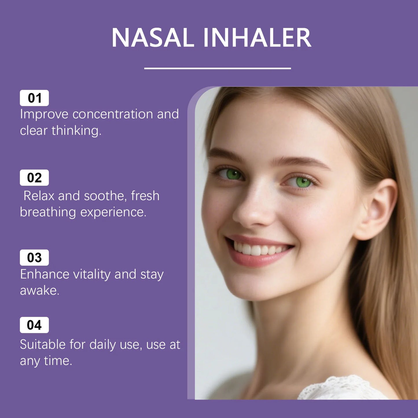 Lavender Chamomile Peppermint Nasal Inhaler Refreshing Breathing Support Sleep Aid Focus Boost Portable Daily Use