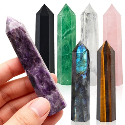 Natural Stone and Crystals Point Wand Witchcraft Rose Quartz Amethyst Home Decor Mineral Reiki Healing Stones Crafts Room Decor