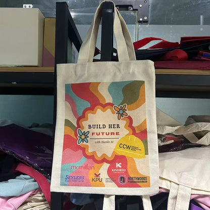 Wholesale 50pcs/Lot Reusable Canvas Tote Bags Custom Logo Shopping Bags Bulk Promotional Eco-Friendly Cotton Grocery Bags