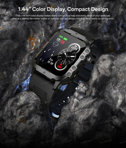 Outdoor Military Smartwatches Bluetooth Call Men 2.01" Blood Oxygen Monitor 5ATM Waterproof GPS Tracking Sports Smart Watch HW12