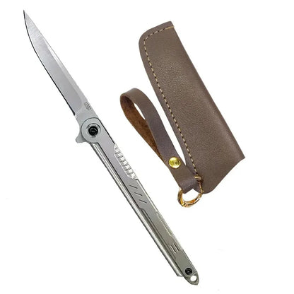 M390 Steel Feather Pattern Folding Knife Outdoor Camping Pocket Knife Portable Fruit Knife High Hardness Folding Knife