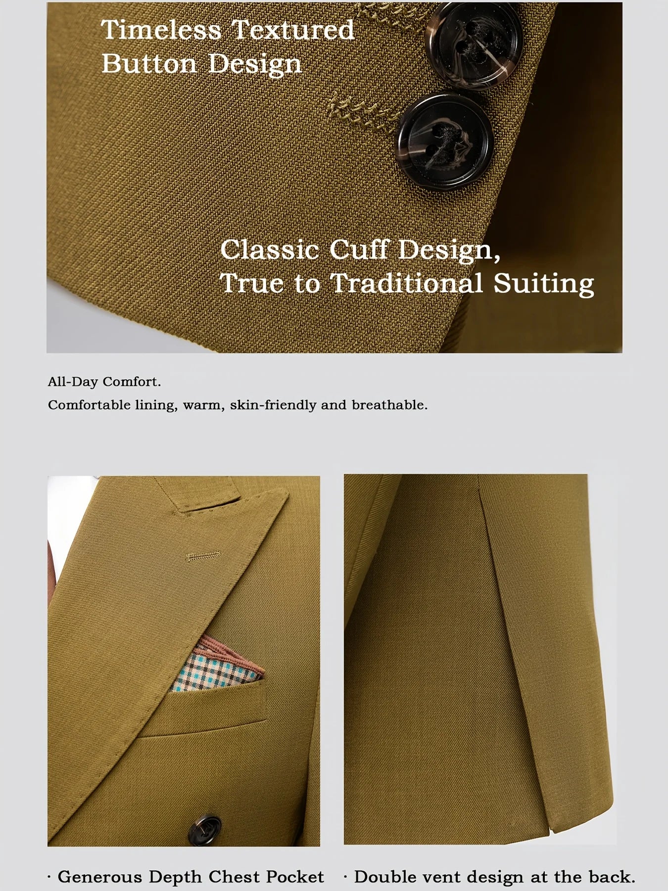  Hot Trend Mustard Yellow Double Breasted Men Suit 2PCS Luxury Slim Fit Blazer Pants Stylish Daily Party Dating Outfit
