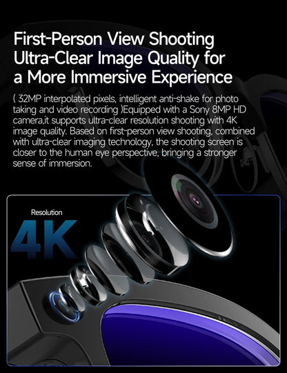 New AI Smart Glasses, 800W Camera Video Recording, AI Photo Recognition, Bluetooth Call & Voice Translation Eyewear