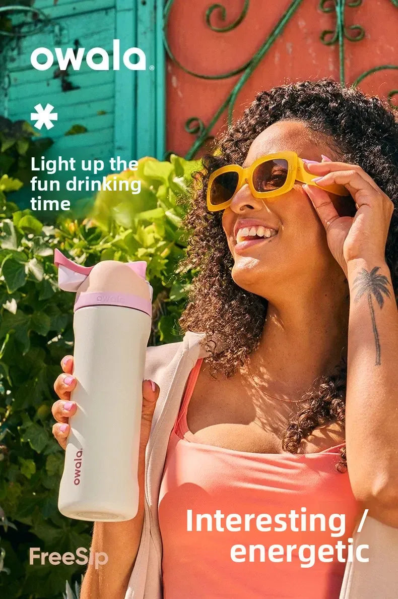 Owala portable cup, one handed open lid, large capacity water cup, straw cup, insulated cup, 710mL | Open Air