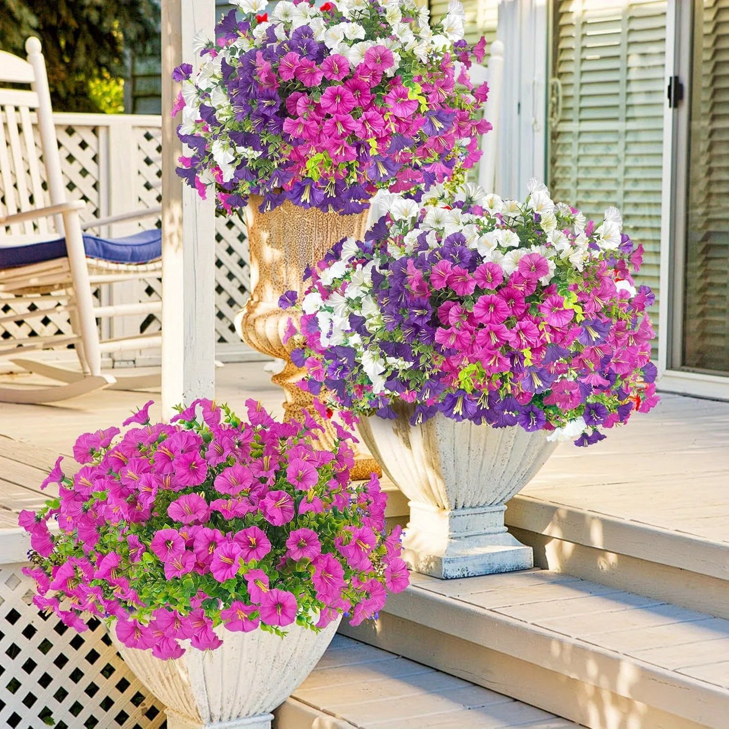 6/9-Pack Artificial Morning Glory Flowers Mixed Bouquets Silk Fake Flower for Spring Outdoor Indoor Home Garden Room Decorations