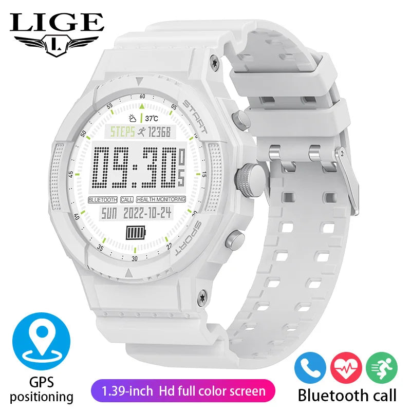 LIGE 2026 Outdoor GPS Sports Tracker Smart Watch Men 1.28"HD Compass Bluetooth Call Waterproof Smartwatch Men For Android IOS