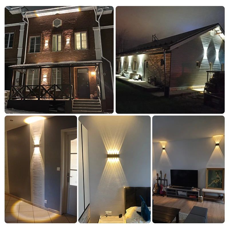 LED Wall Lamp AC110-265 IP65 Outdoor Waterproof Aluminum Wall Light Up Down luminous lighting Indoor  Stair Garden Sconce Light