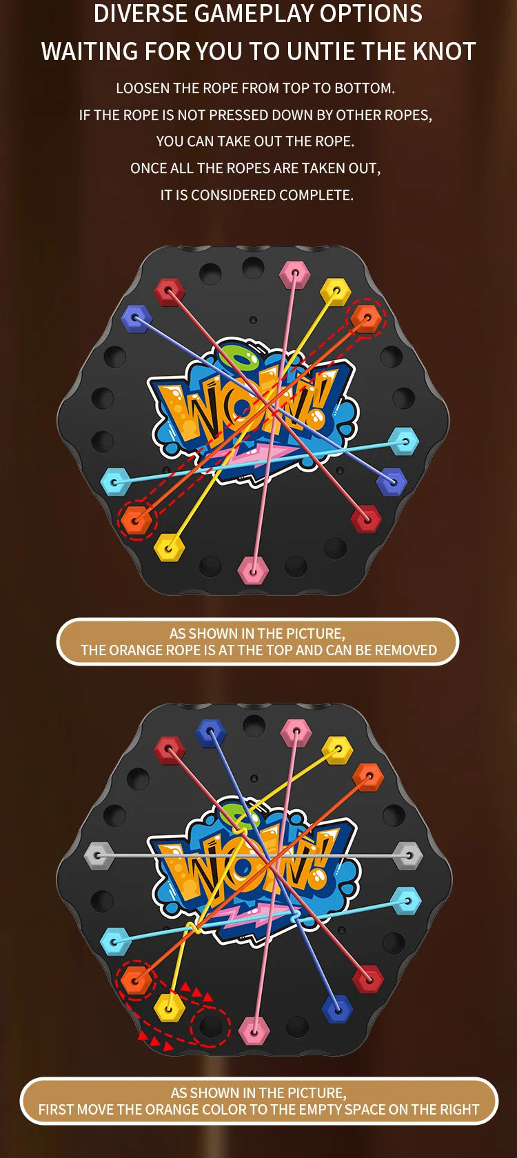 Children Puzzle Board Game Untangle Rope Knots Challenge Social Party Parent-Child Activities Knotted Rope Educational Toy