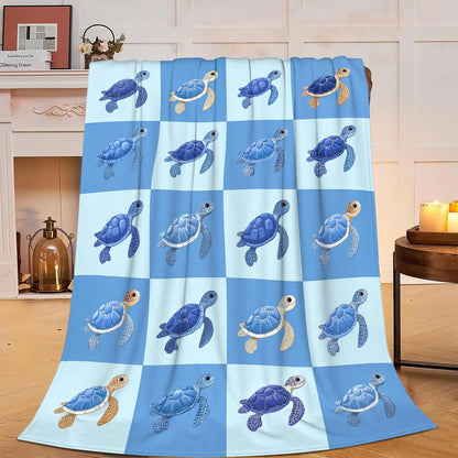 Vintage Grunge Great White Shark Letter Print Flannel Throw Blanket, Soft Warm Sofa Cover, Ocean Gift For Bedroom Daily Rest Use