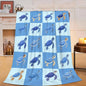 Vintage Grunge Great White Shark Letter Print Flannel Throw Blanket, Soft Warm Sofa Cover, Ocean Gift For Bedroom Daily Rest Use