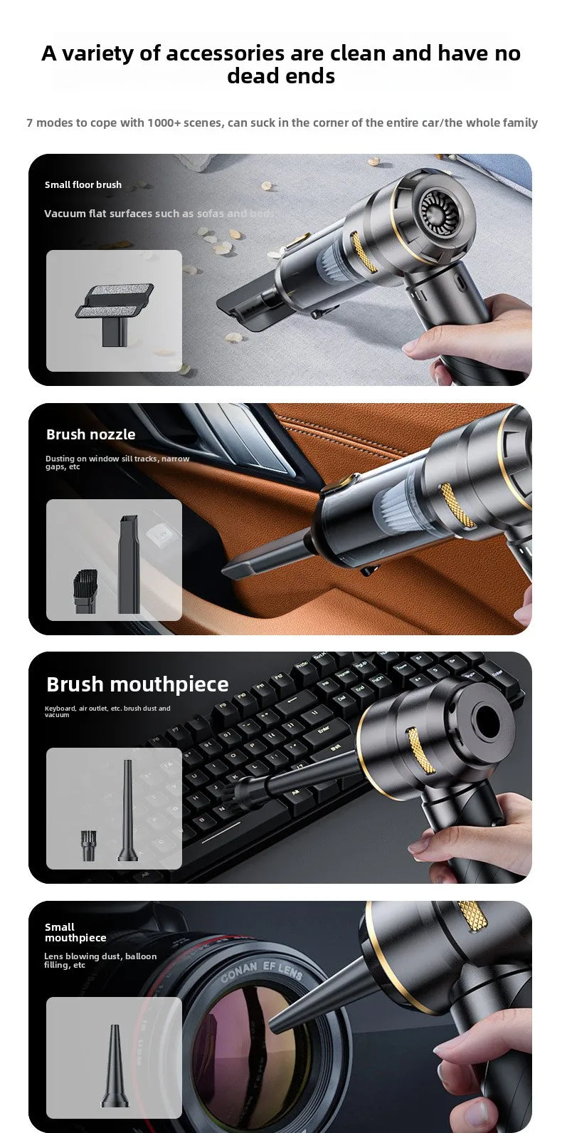 Portable Wireless Handheld Car Vacuum Cleaner Brushless High Power Air Duster Cleaner For Vehicle And Household Appliance