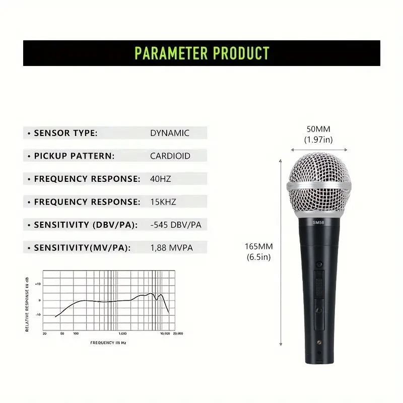 3PCS Sm58switch Wired Microphone With Clips Suitcase Cardioid Dynamic Microphone For Stage Singing Karaoke BBOX REC