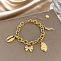 Fashion Gold Plated Stainless Steel Chain Bracelet for Women Cute Star Heart Cherry Tassel Charms Bracelets Waterproof Jewelry