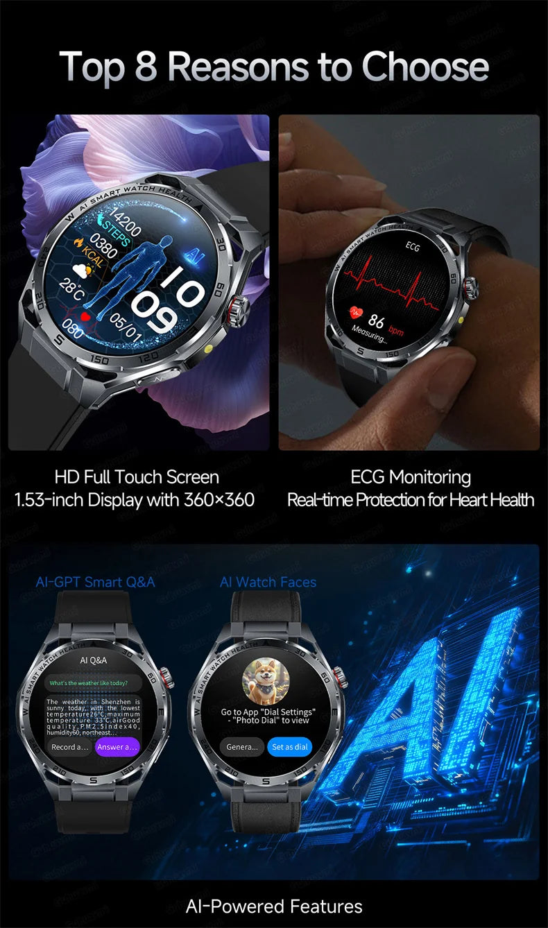 Smartwatch ECG High-End dla mężczyzn Ciśnienie krwi Lipidy Tlen we krwi Analiza ciała Kwas moczowy Monitor Zdrowia Smartwatch dla mężczyzn i kobiet