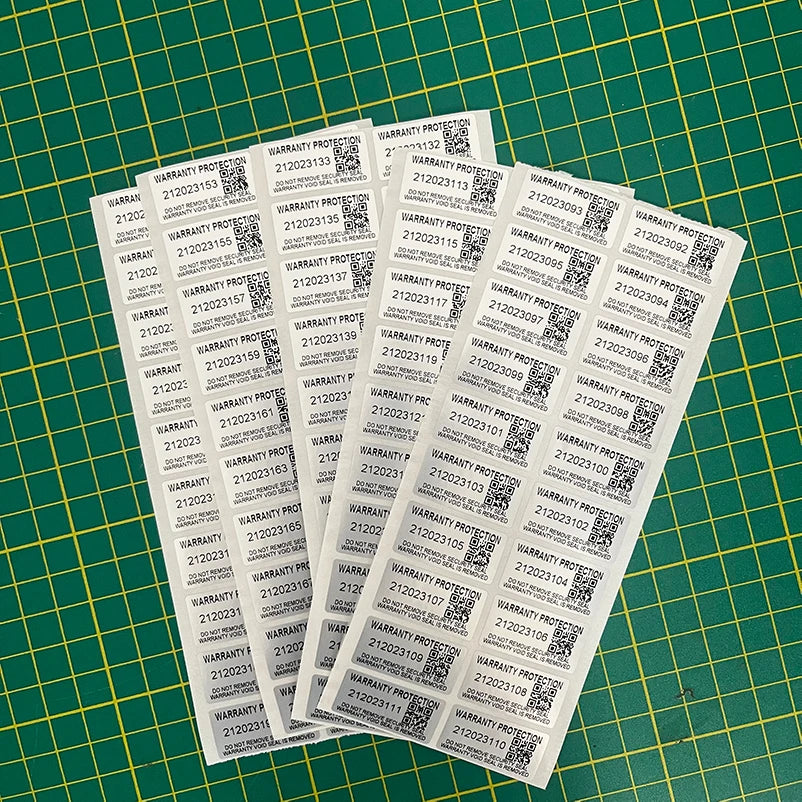 100pcs Protective Warranty Stickers 30mm x 15mm Security Seal Tamper Resistant Variable Serial Number QR Code Sticker