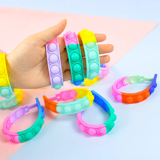 Colorful Silicone Bracelet Anxiety Sensory for Autism Adult Pops Bubble Simple Dimple Toy Fidget Anti Stress Relief Toys Game