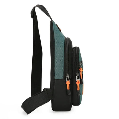 Portable Waterproof Men’s Chest Bag, Lightweight Crossbody Backpack, Black Army Green Lake Green Optional for Outdoor Daily Use